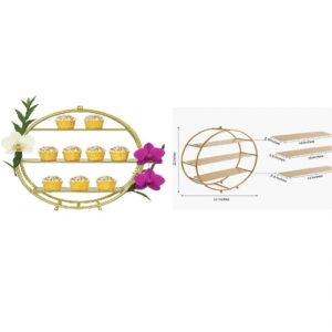 Gold Metal Round Wheel Dessert Display Stand