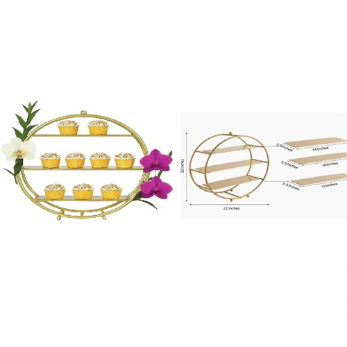Gold Metal Round Wheel Dessert Display Stand