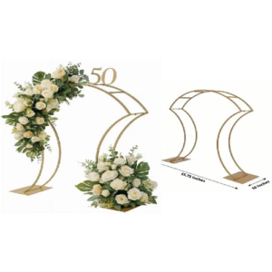 Golden Metal Arch for Floral Decor for Dessert or Buffett Table 3.2ft Tall
