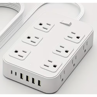 10 ft White Surge Protected Extension Cord for Indoor Use