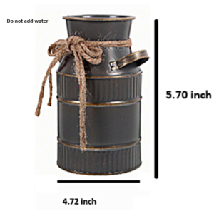Mettallic Vintage-Style Milk Can Shaped Brown Iron Vase