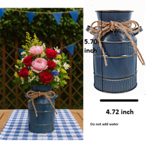 Mettallic Vintage-Style Milk Can Shaped Iron Blue Vase