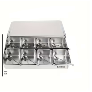 Stainless Steel Multi‑Compartment Serving Container for Sauces, Candy & Toppings