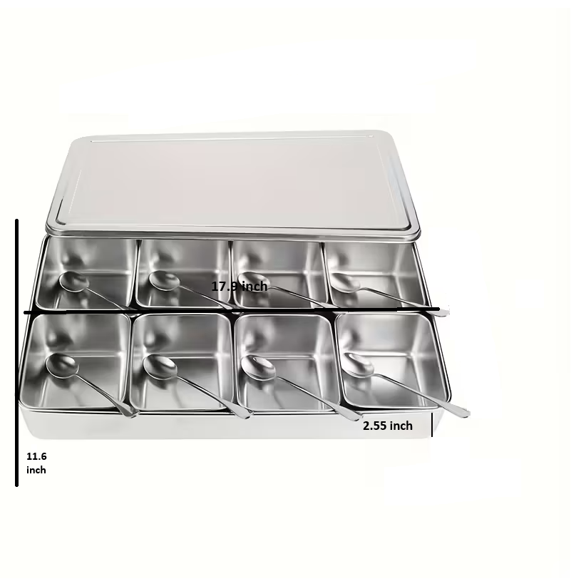 Stainless Steel Multi‑Compartment Serving Container for Sauces, Candy & Toppings