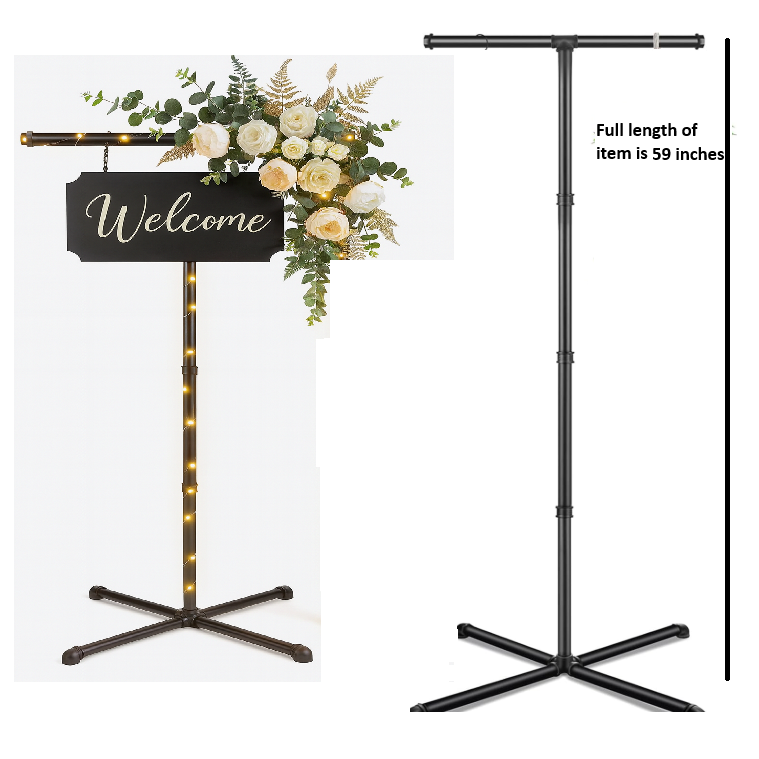 Black Metal Heavy Duty T‑Stand for Décor & Signs