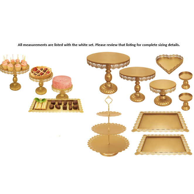 Gold 9 piece set Metal Dessert & Treat Display Collection