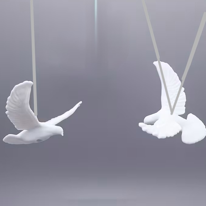 One Decorative Plastic Hanging White Dove Assorted Styles & Sizes