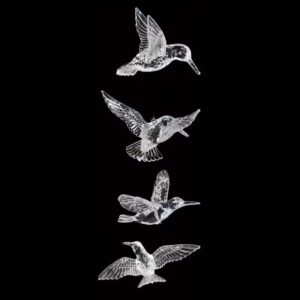 One Piece Clear Acrylic Hummingbird Décor Hanging Transparent Bird 3.5"– 6" Assorted Styles and Sizes