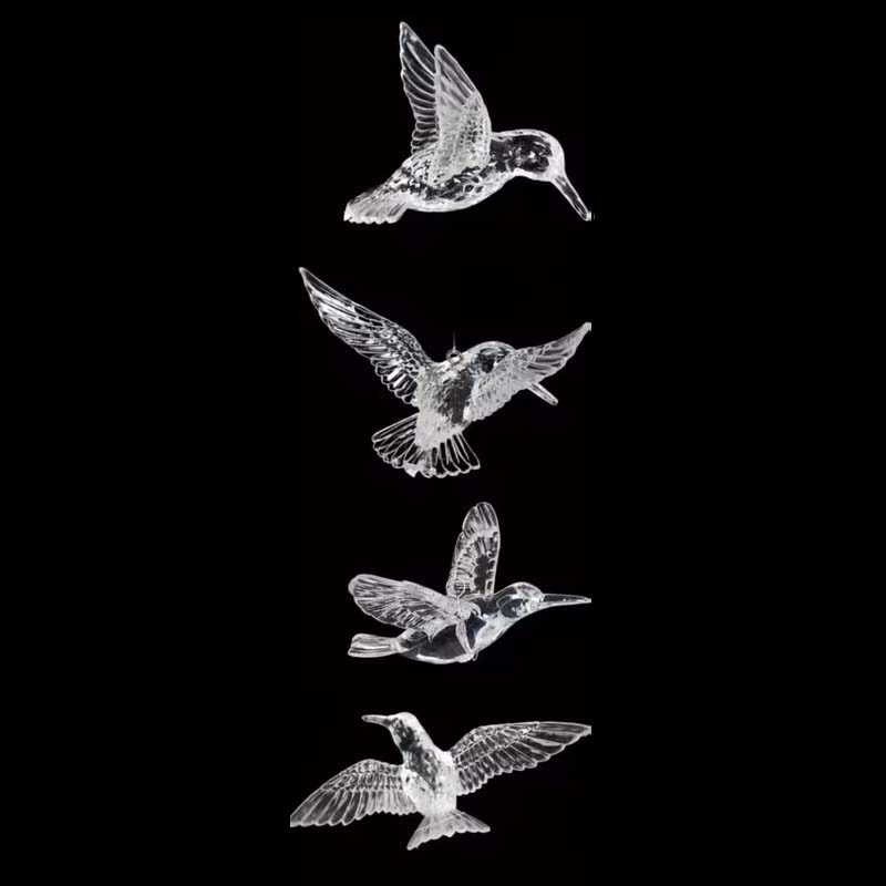 One Piece Clear Acrylic Hummingbird Décor Hanging Transparent Bird 3.5″– 6″ Assorted Styles and Sizes