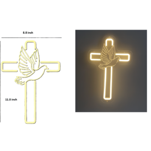 Warm White Cross Neon LED Light USB Powered