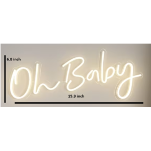 Elegant White LED Neon Oh Baby Sign USB Powered