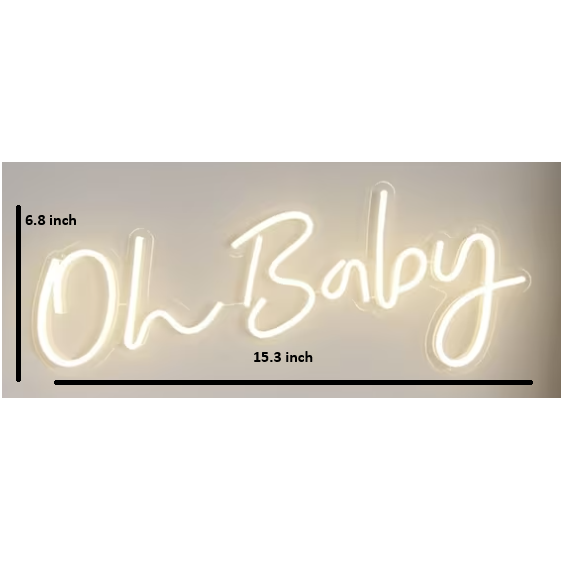 Elegant White LED Neon Oh Baby Sign USB Powered