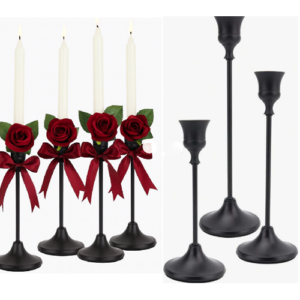Black 3 Piece Metal Candle Stand Set Small, Medium, Large