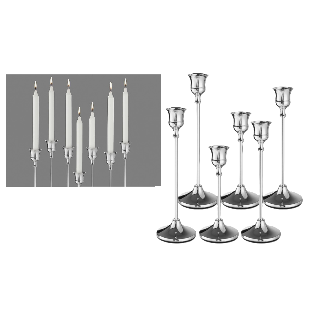 Sleek Sliver 3 Piece Metal Candle Stand Set Small, Medium, Large