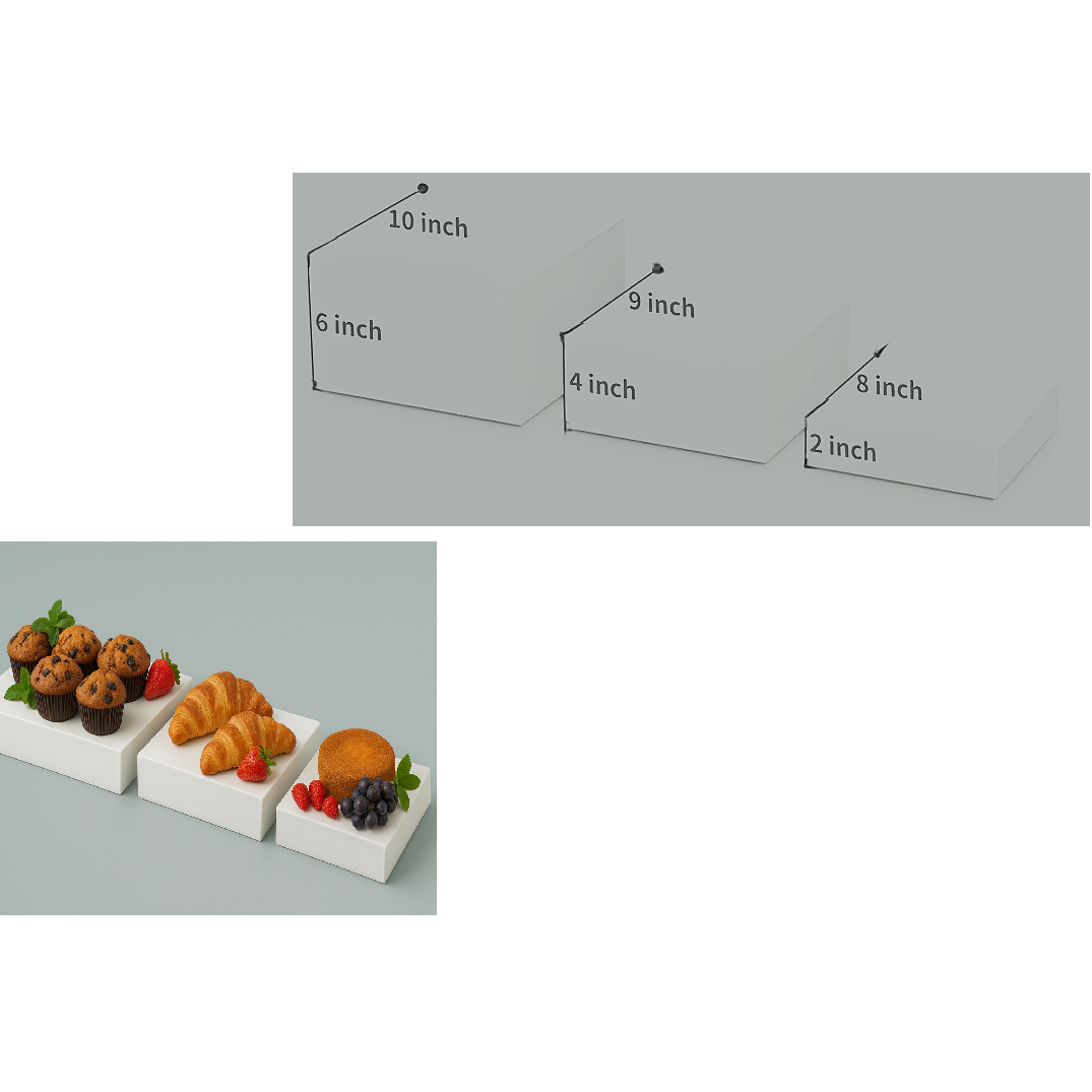 Sleek White Acrylic Buffet Elevation 3 PieceSet