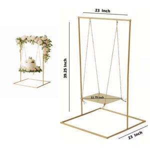 Hanging Dessert or Cake Display 3 ft Golden Metal Swing with Jute Rope