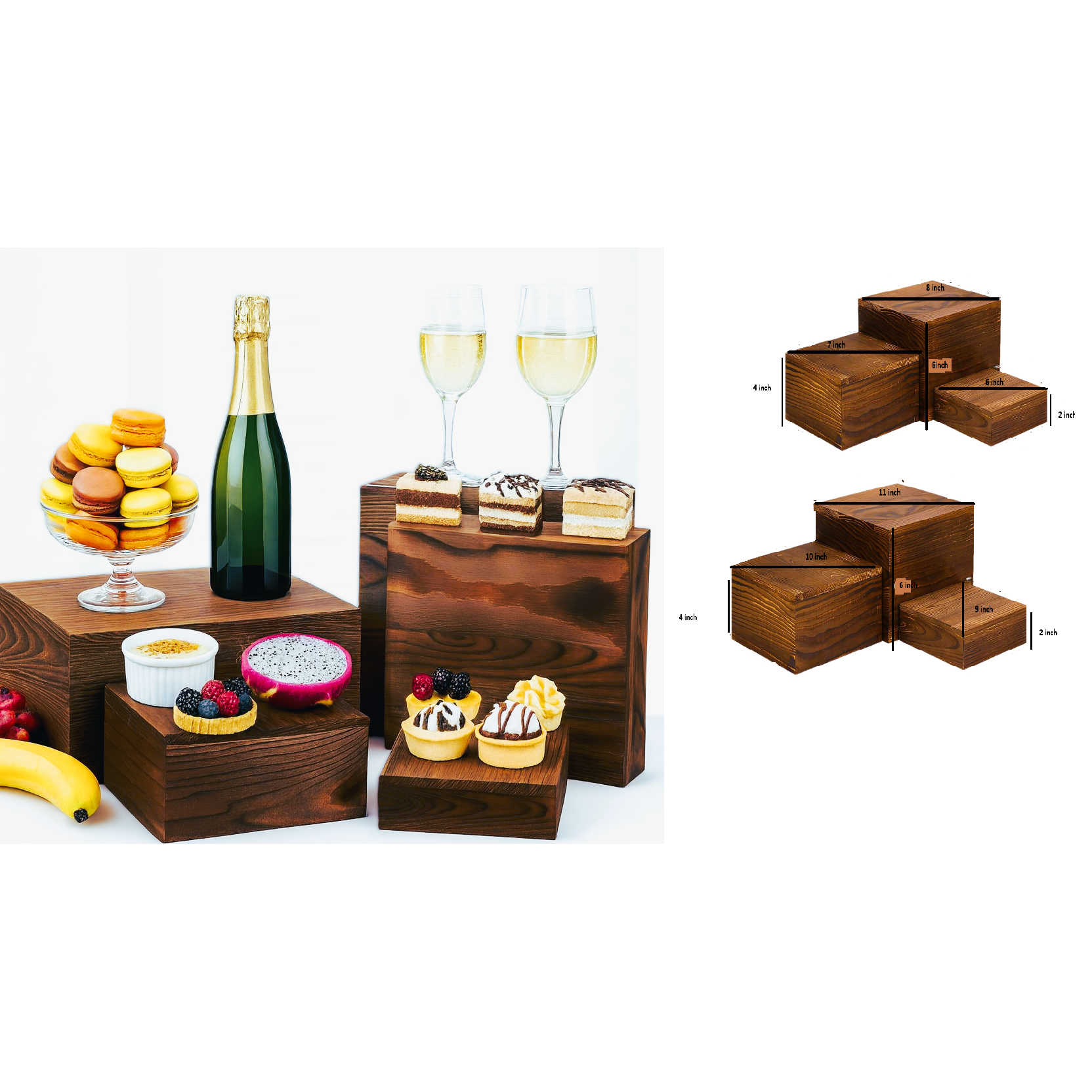 Rustic Wood Display Risers