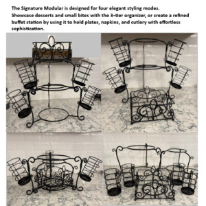 Modular 7 Piece Buffet Organizer Set. Perfect for Plates, Napkins, Cutlery, Desserts & Small Bites